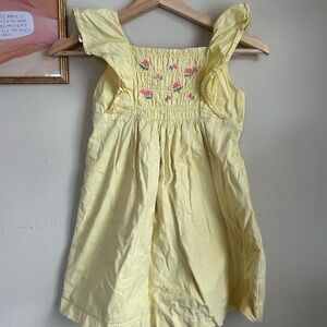 H&M Yellow Ruffle Strap Sundress with Pink Embroidery